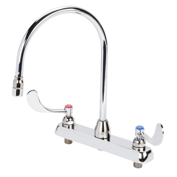 T&S Brass And Bronze Works T&S B-1176 Deck Mount Workboard Faucet With 8" Centers, 8 13/16" Gooseneck Spout, 84" Hose, And EB-0107 Blue Spray Valve 6 T&S Brass And Bronze Works T&S B-1176 Deck Mount Workboard Faucet With 8" Centers, 8 13/16" Gooseneck Spout, 84" Hose, And EB-0107 Blue Spray Valve - Image 4
