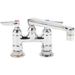 T&S Brass And Bronze Works T&S B-2501 Deck Mounted Faucet With 6" Cast Swivel Nozzle, 4" Adjustable Centers, 2.2 GPM Aerator, Eterna Cartridges, And Lever Handles -T&S Brass Shop 921009