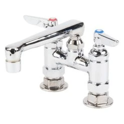 T&S Brass And Bronze Works T&S B-2501 Deck Mounted Faucet With 6" Cast Swivel Nozzle, 4" Adjustable Centers, 2.2 GPM Aerator, Eterna Cartridges, And Lever Handles -T&S Brass Shop 921010