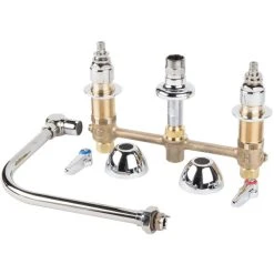 T&S Brass And Bronze Works T&S B-2853-RSW Deck Mount Easy Install 2.2 GPM Faucet With 8" Centers, 7" Gooseneck, And Quarter Turn Eterna Cartridges -T&S Brass Shop 921503