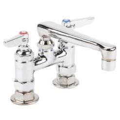 T&S Brass And Bronze Works T&S B-2501-CR Deck Mount Mixing Faucet With 4" Adjustable Centers, 6" Cast Spout, And Cerama Cartridges