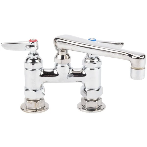 T&S Brass And Bronze Works T&S B-2501-CR Deck Mount Mixing Faucet With 4" Adjustable Centers, 6" Cast Spout, And Cerama Cartridges 4 T&S Brass And Bronze Works T&S B-2501-CR Deck Mount Mixing Faucet With 4" Adjustable Centers, 6" Cast Spout, And Cerama Cartridges - Image 2