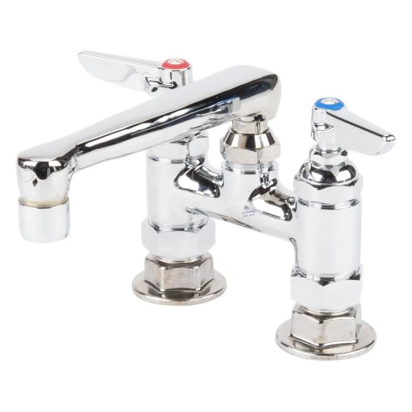 T&S Brass And Bronze Works T&S B-2501-CR Deck Mount Mixing Faucet With 4" Adjustable Centers, 6" Cast Spout, And Cerama Cartridges 5 T&S Brass And Bronze Works T&S B-2501-CR Deck Mount Mixing Faucet With 4" Adjustable Centers, 6" Cast Spout, And Cerama Cartridges - Image 3