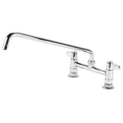 T&S Brass And Bronze Works Equip By T&S 5F-8DLX16 Deck Mounted Faucet With 16 1/8" Swing Spout, 8" Adjustable Centers, 5.23 GPM Laminar Flow Device, Cerama Cartridges, And Lever Handles