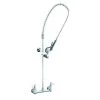 T&S Brass And Bronze Works T&S B-0133-B-SWV EasyInstall Wall Mounted 33 1/2" High Pre-Rinse Faucet With Adjustable 8" Centers, Swivel Spray Valve, 44" Hose, And 6" Wall Bracket