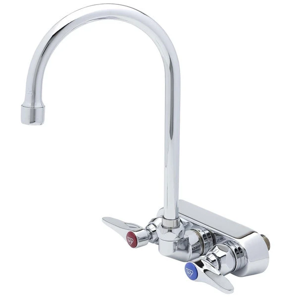 T&S Brass And Bronze Works T&S B-1146 Wall Mount Workboard Faucet With 4" Centers And 5 3/4" Gooseneck Spout 3 T&S Brass And Bronze Works T&S B-1146 Wall Mount Workboard Faucet With 4" Centers And 5 3/4" Gooseneck Spout