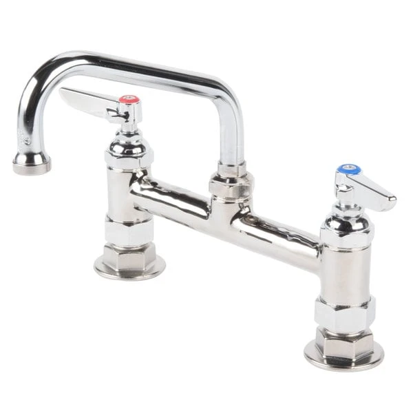 T&S Brass And Bronze Works T&S B-0222 Deck Mounted Faucet With 6" Swing Nozzle, 8" Adjustable Centers, 23.09 GPM Stream Regulator Outlet, Eterna Cartridges, And Lever Handles 4 T&S Brass And Bronze Works T&S B-0222 Deck Mounted Faucet With 6" Swing Nozzle, 8" Adjustable Centers, 23.09 GPM Stream Regulator Outlet, Eterna Cartridges, And Lever Handles - Image 2